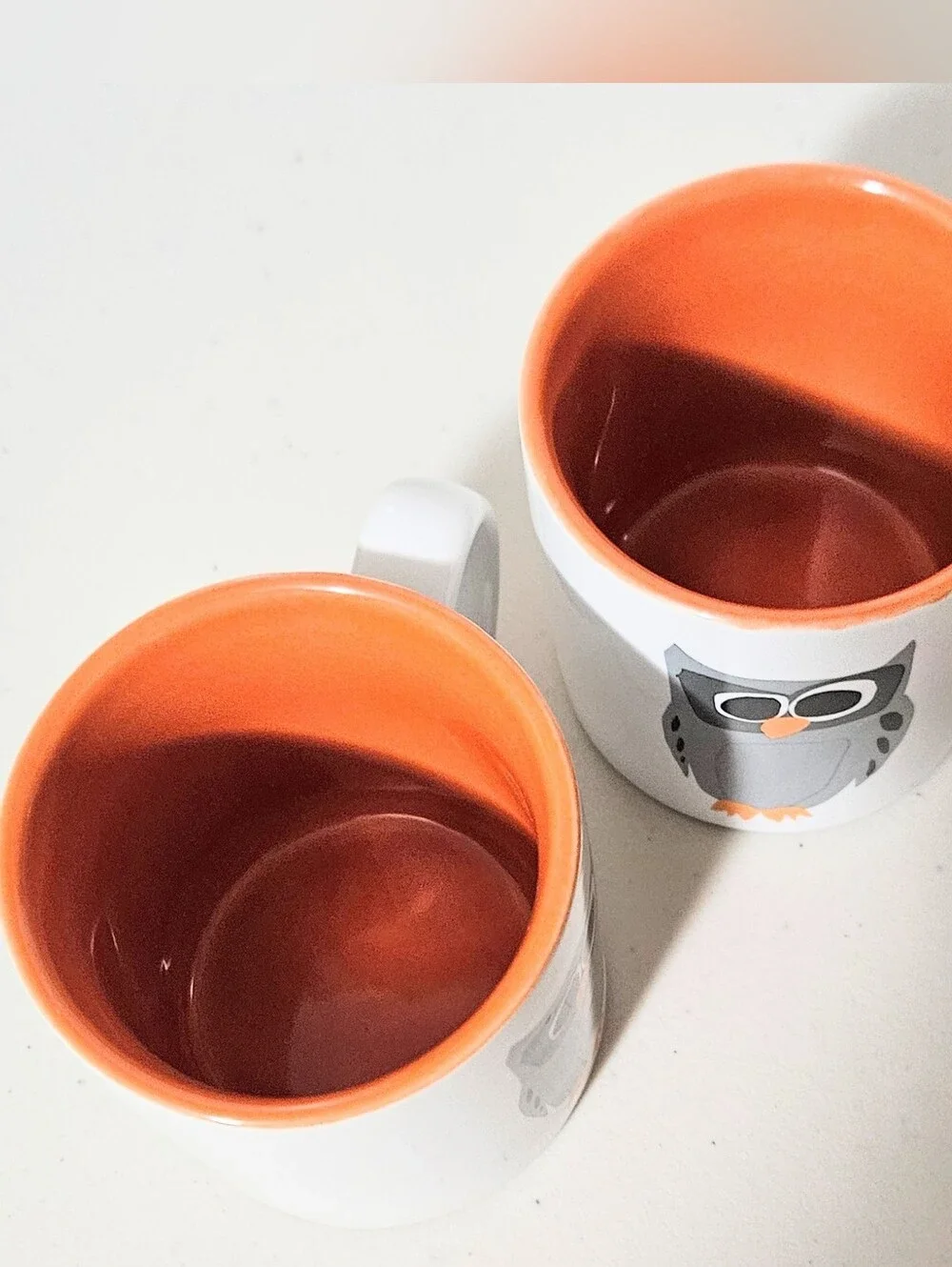 Crate & Barrel Owl Mugs Small Espresso Macchiato Cups Set Of 2